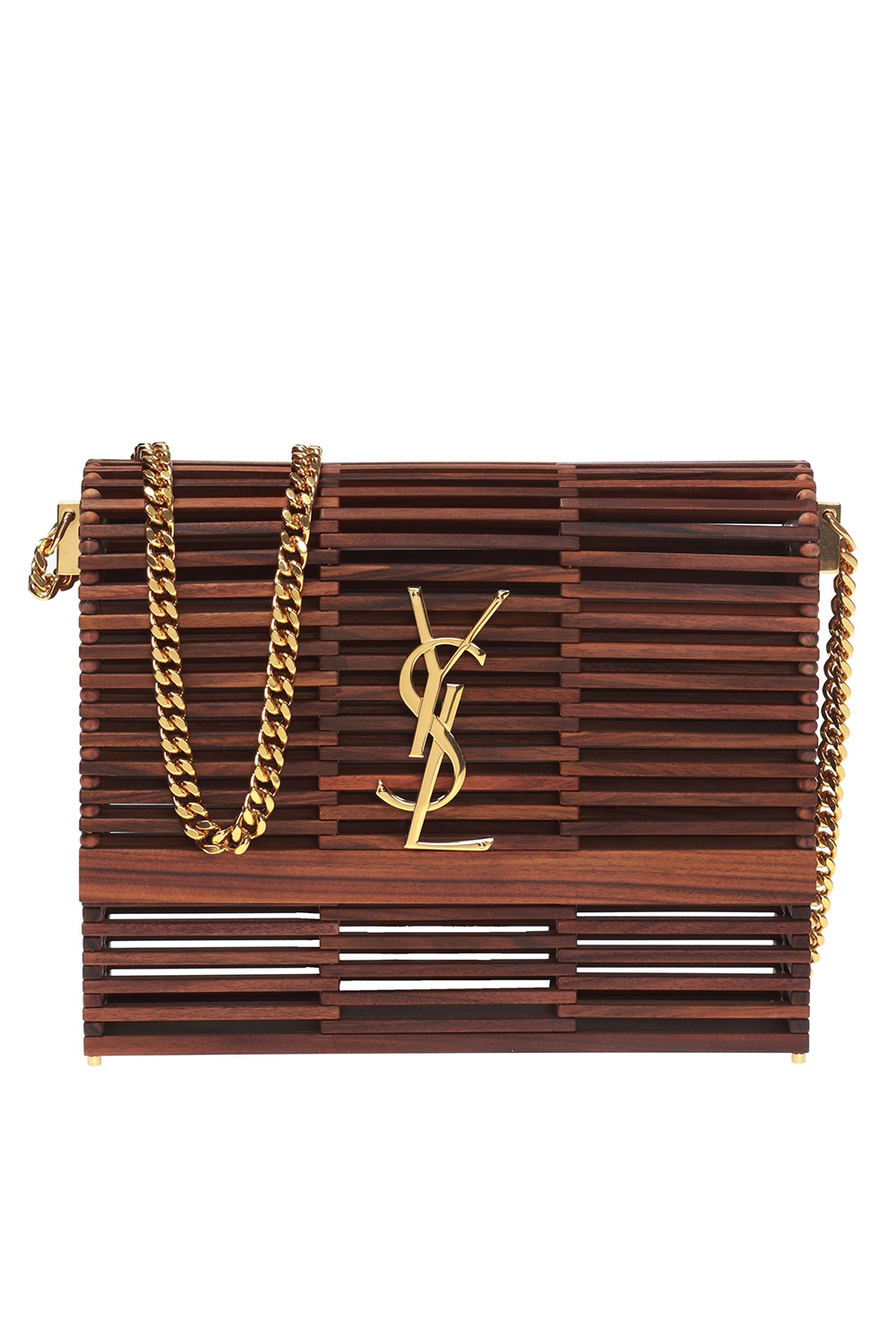 Saint laurent small kate deals wooden weave box bag